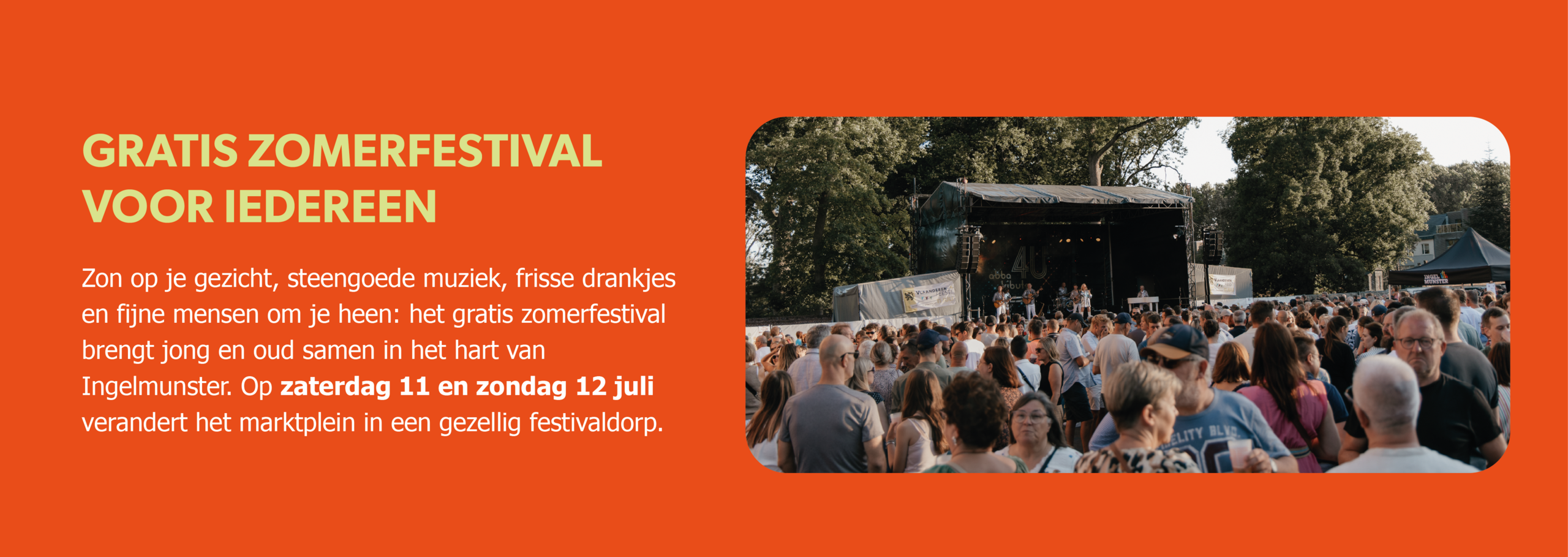 Gratis zomerfestival (zaterdag 11 en zondag 12 juli) op het marktplein van Ingelmunster